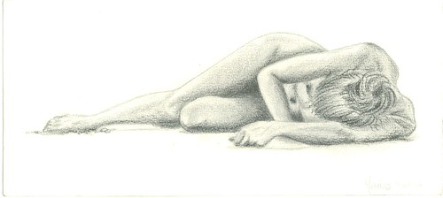 500x224 Pencil Drawing Drawing Of A Sleeping Woman, My First Pencil - Sleeping Woman Drawing