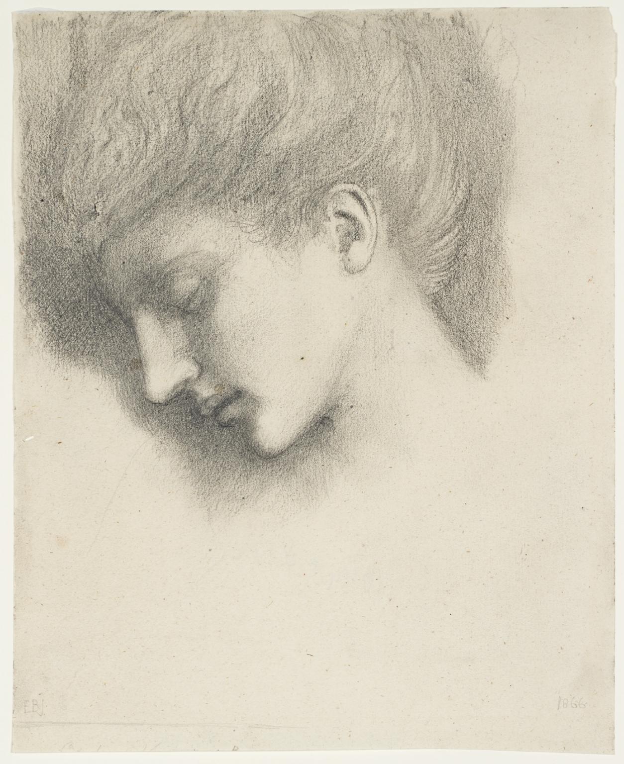 1254x1536 Study Of A Sleeping Woman's Head, Possibly For 'the Rose Bower' - Sleeping Woman Drawing