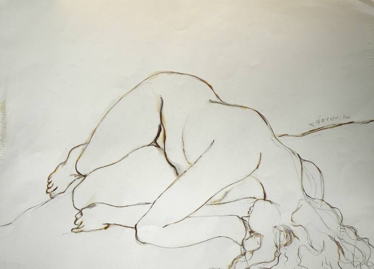 770x553 Woman Sleeping On A Rock Drawing - Sleeping Woman Drawing