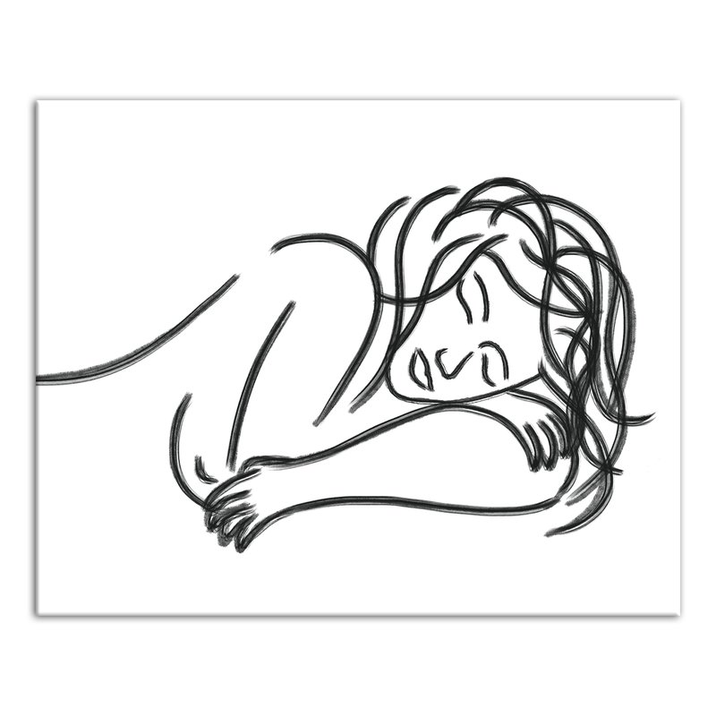 800x800 bungalow rose 'sleeping woman sketch' drawing print on wrapped - Sleeping Woman Drawing