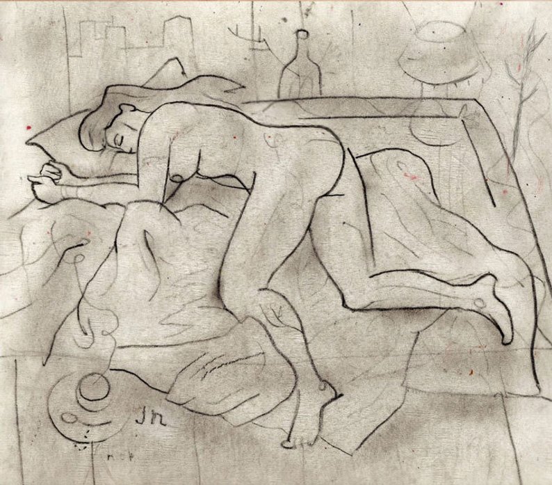 794x697 drawing of sleeping woman she sleeps hand finished print etsy - Sleeping Woman Drawing