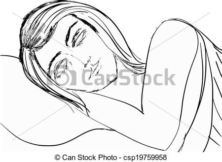 450x329 Hand Drawn, Cartoon, Sketch Illustration Of Sleeping Woman - Sleeping Woman Drawing