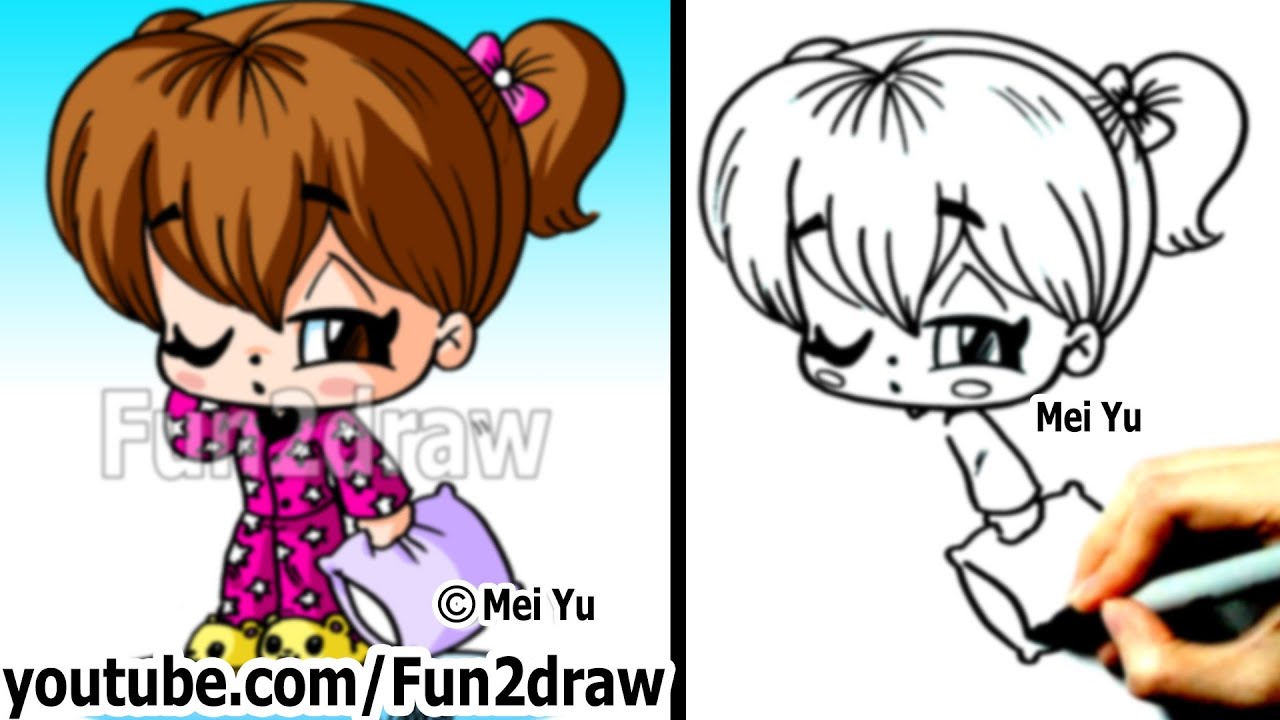 1280x720 How To Draw Chibi People - Sleepover Drawings