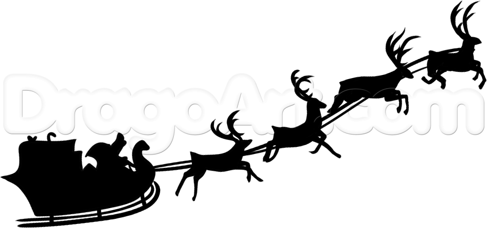 952x447 how to draw santas sleigh, step - Sleigh Drawing