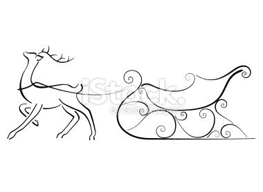 380x278 minimal image of a reindeer and sleigh christmas reindeer - Sleigh Drawing