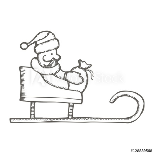 500x500 Santa Claus In A Sleigh Drawing - Sleigh Drawing
