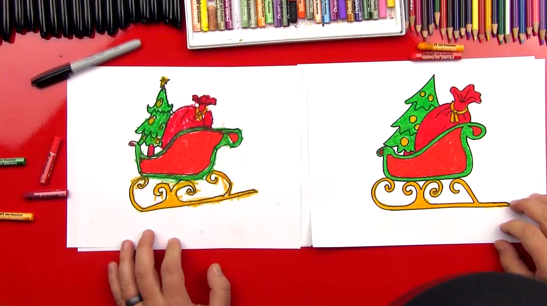 1916x1071 How To Draw Santa's Sleigh - Sleigh Drawing