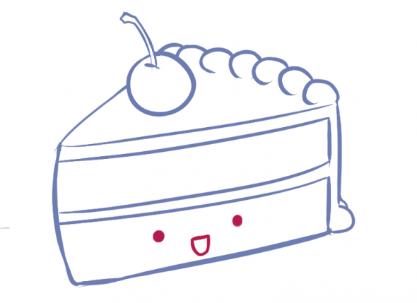 590x429 How To Draw A Kawaii - Slice Cake Drawing