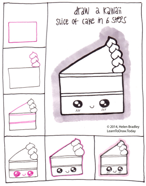 500x636 draw a kawaii style slice of cake in steps learn to draw - Slice Cake Drawing