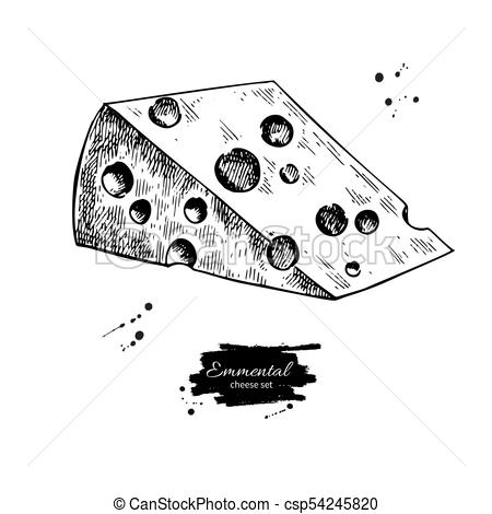 450x470 emmental cheese drawing vector hand drawn food sketch engraved - Slice Drawing