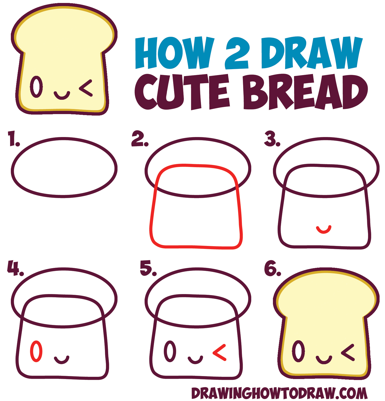 1563x1624 How To Draw Cute Kawaii Bread Slice With Face On It - Slice Drawing