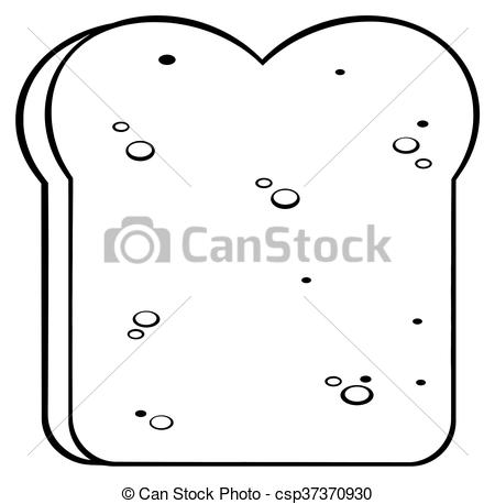 450x458 Black And White Cartoon Bread Slice Illustration Isolated - Slice Of Bread Drawing