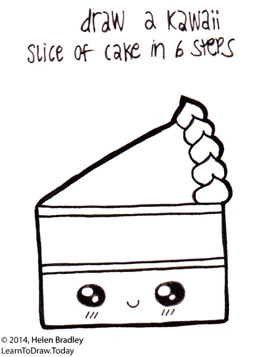500x697 draw a kawaii style slice of cake in steps learn to draw - Slice Of Cake Drawing