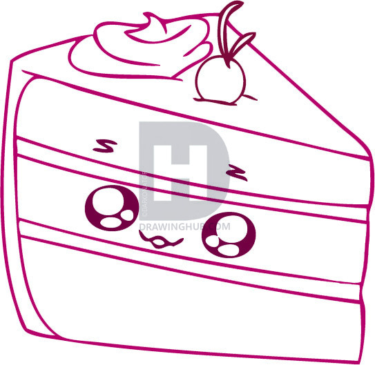 543x529 How To Draw A Piece Of Cake, Step - Slice Of Cake Drawing