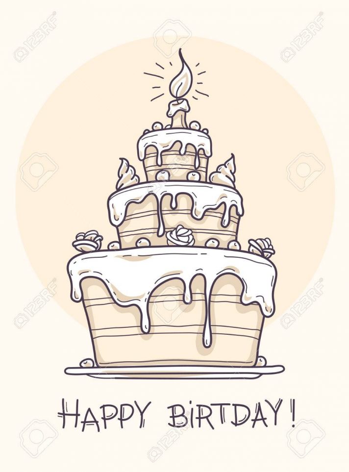 712x963 How To Draw Birthday Stuff Step - Slice Of Cake Drawing