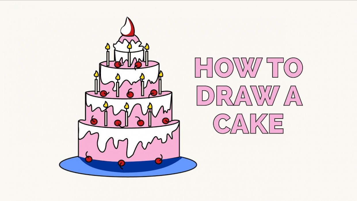 1241x698 Birthday Cake Drawing - Slice Of Cake Drawing