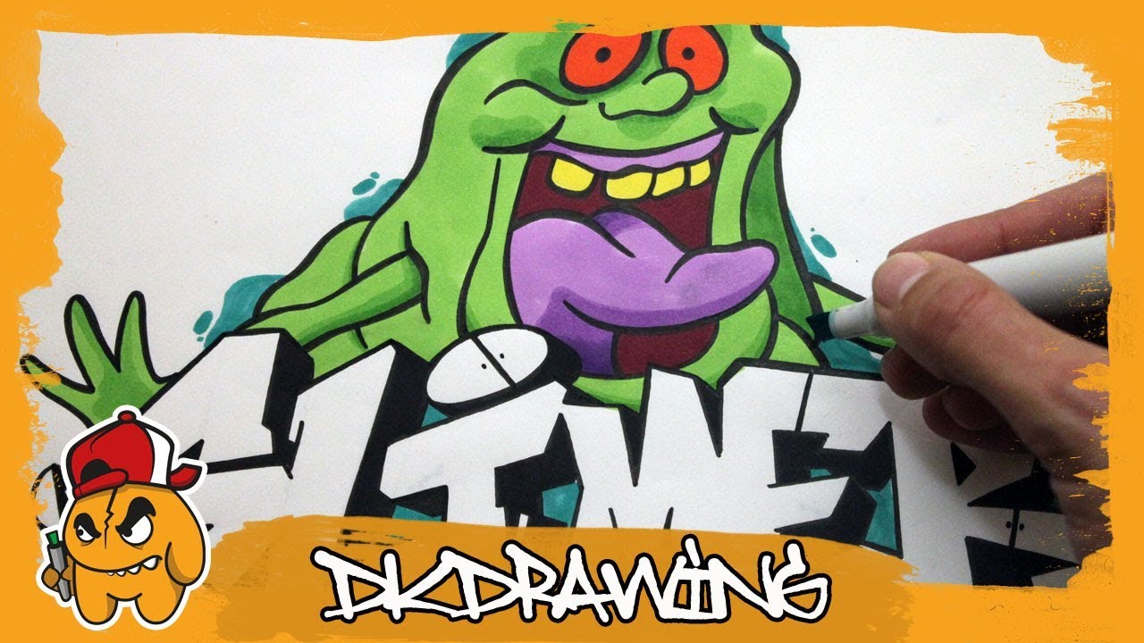 1280x720 how to draw graffiti letters slimer slimer cartoon character - Slimer Drawing