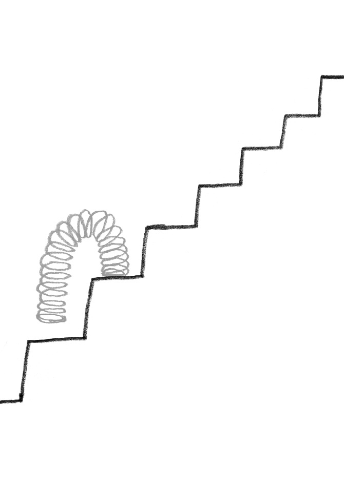 670x952 Slinky On The Stairs - Slinky Drawing
