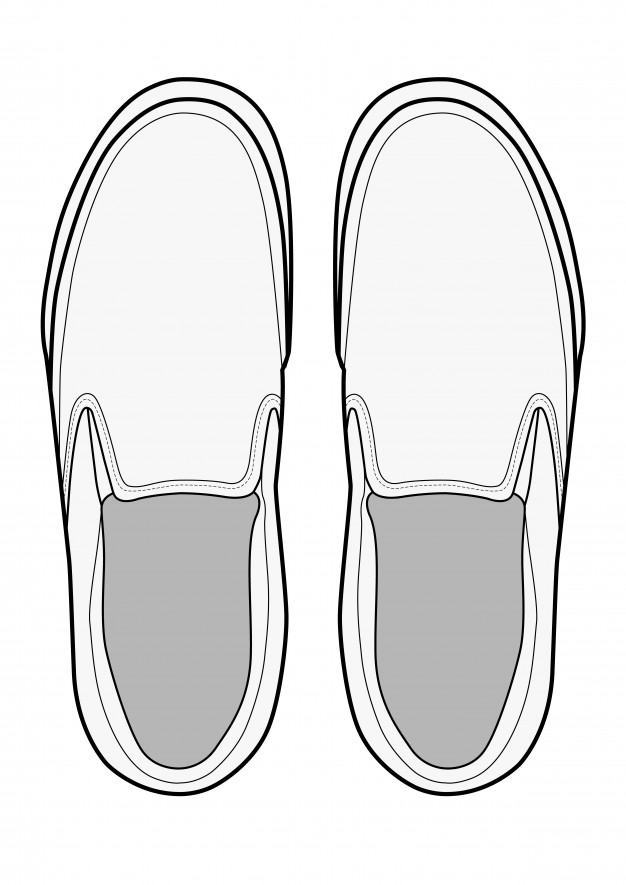 626x885 slip on shoes fashion flat technical drawing template vector - Slip Drawing