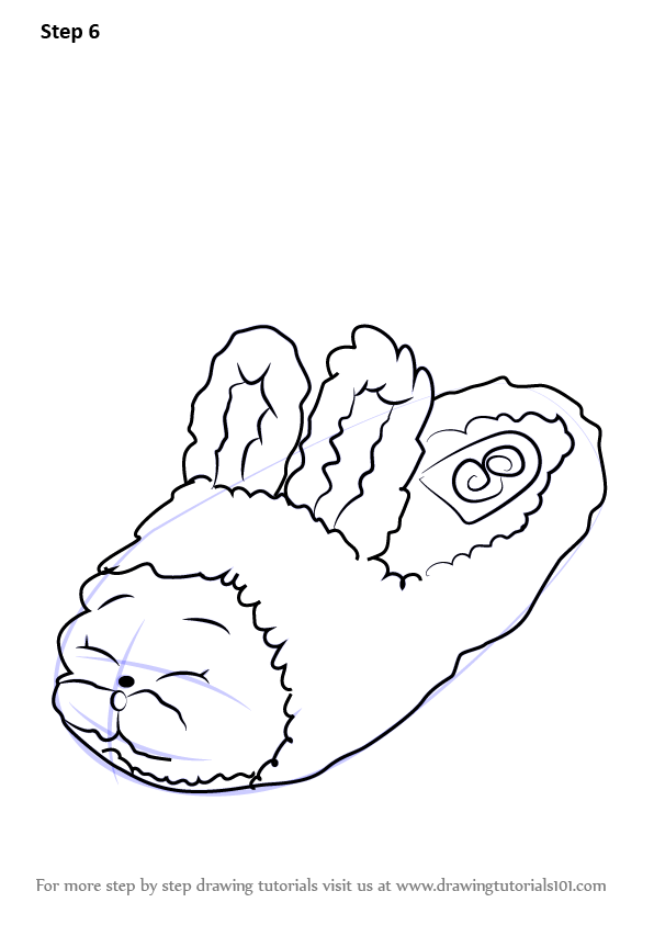 596x843 Learn How To Draw Bun Bun Slipper From Shopkins - Slippers Drawing