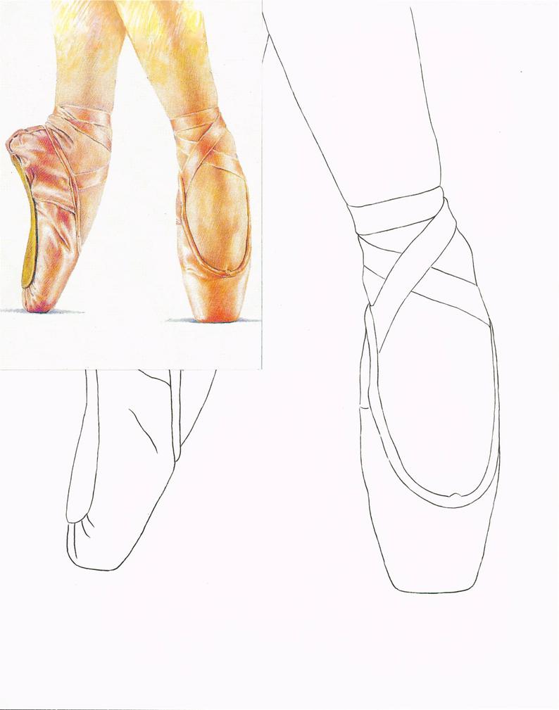 794x1009 Picture Ballet Slippers Diy Drawing Painting Kit Etsy - Slippers Drawing