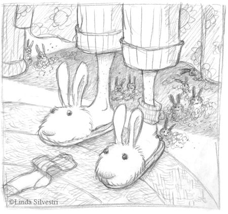 450x422 Fuzzy Bunny Slippers Drawings - Slippers Drawing