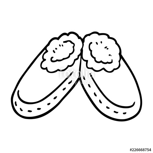 500x500 Line Drawing Cartoon Purple Slippers Stock Image And Royalty Free - Slippers Drawing