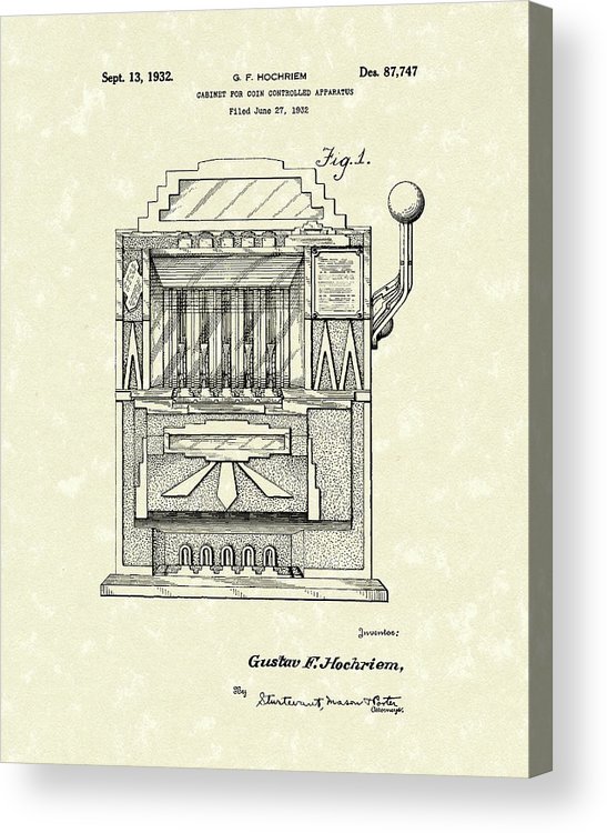 547x750 slot machine patent art acrylic print - Slot Machine Drawing