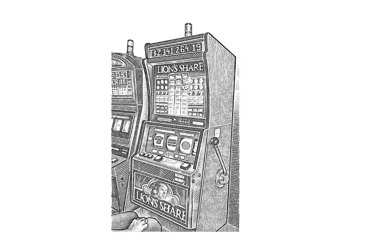 749x499 vegas gamblers keep vigil on aging slot machine they expect to pay - Slot Machine Drawing