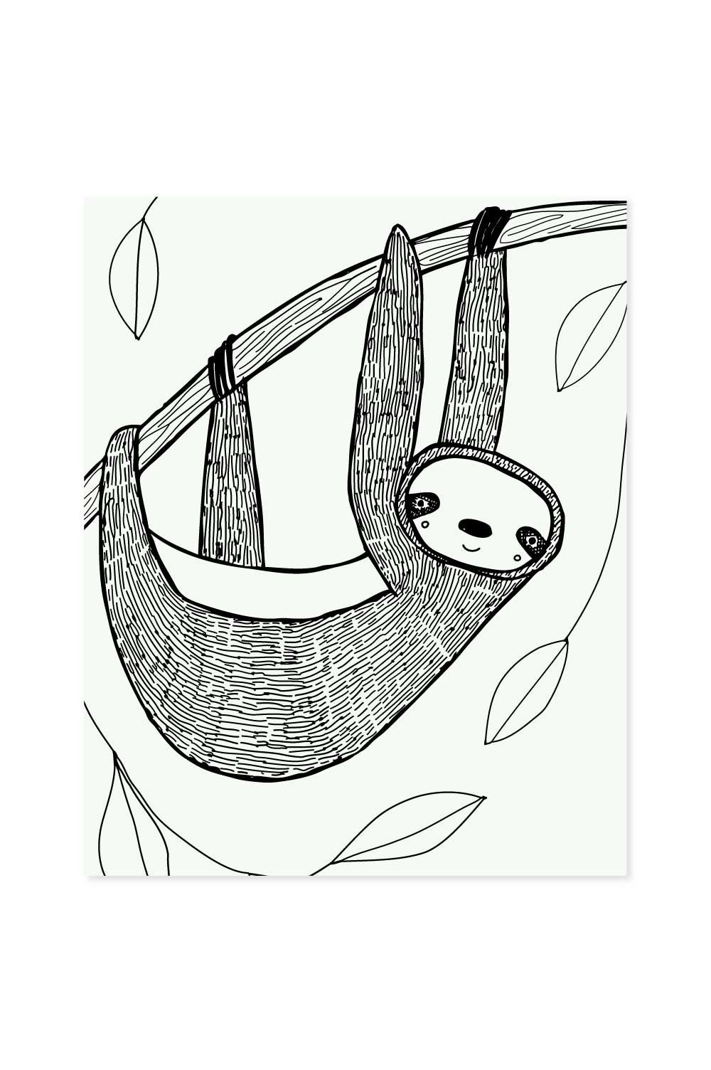1000x1504 sloth art print art inspiration - Sloth Drawing
