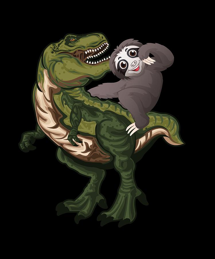 750x900 funny sloth t rex tyrannosaurus riding drawing - Sloth Drawing
