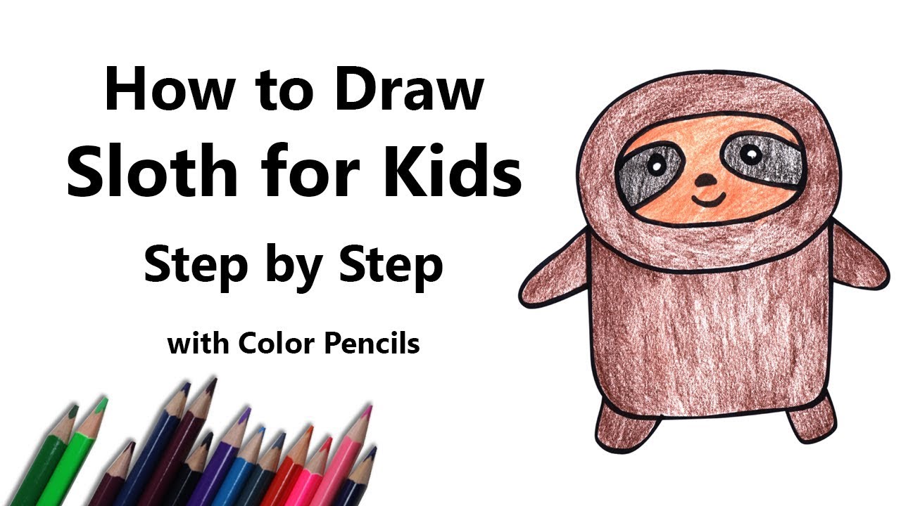 1280x720 How To Draw A Sloth For Kids Step - Sloth Drawing Easy