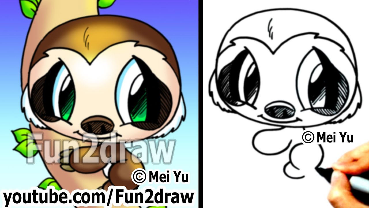 1280x720 Easy Cartoon Drawing Tutorial - Sloth Drawing Easy