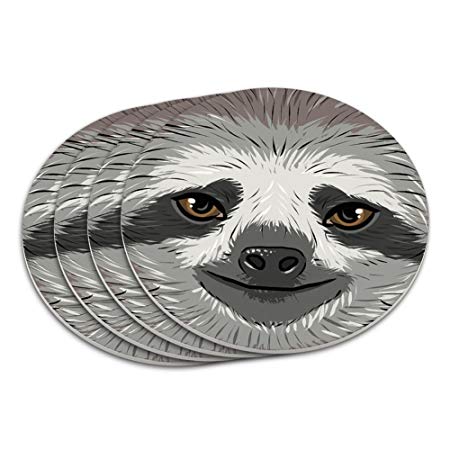 450x450 graphics and more sloth face coaster set kitchen home - Sloth Face Drawing