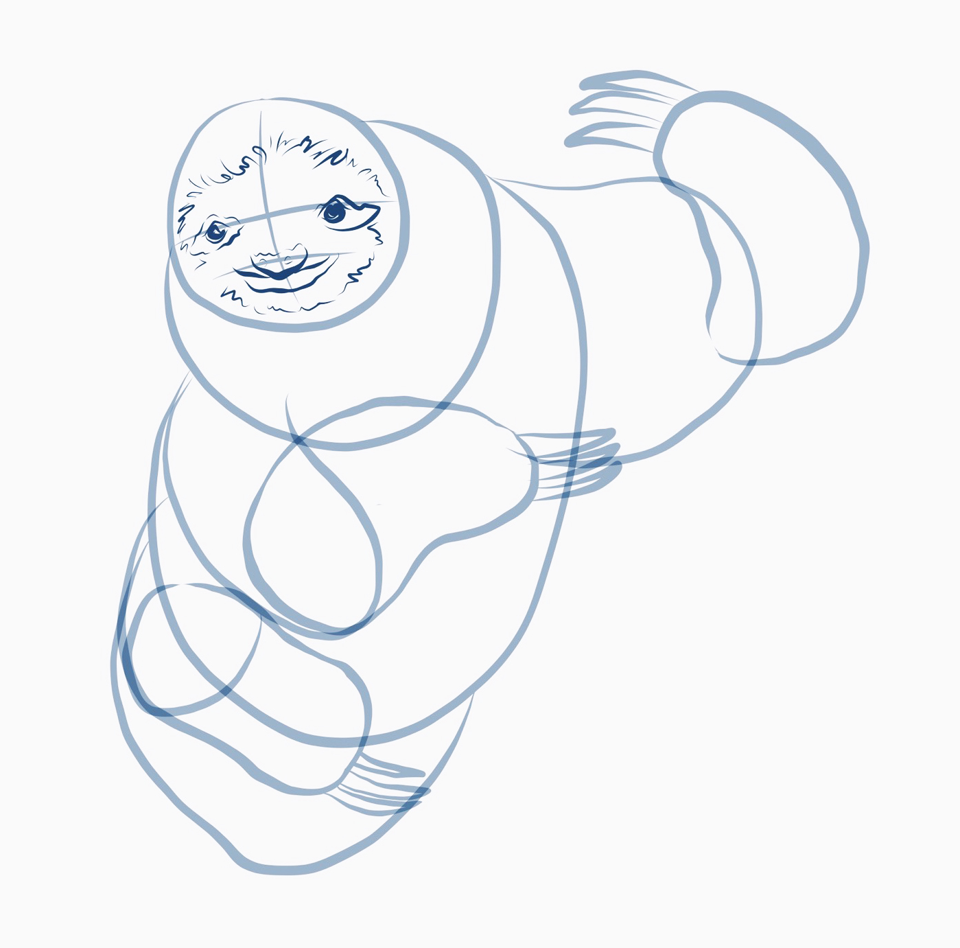 1399x1381 how to draw a sloth - Sloth Face Drawing