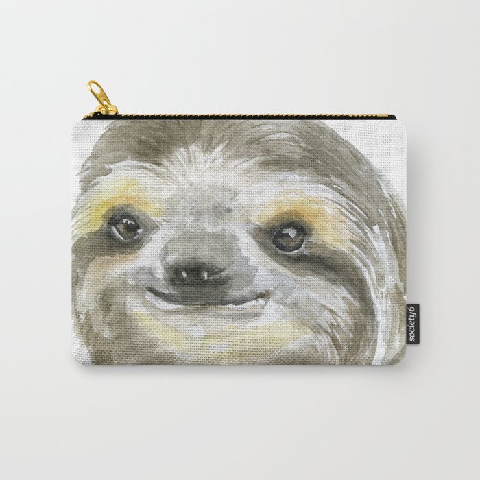 700x700 sloth face watercolor painting animal art carry all pouch - Sloth Face Drawing