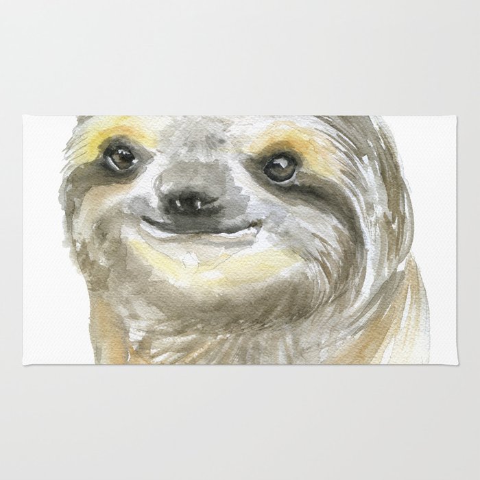 700x700 sloth face watercolor painting animal art rug - Sloth Face Drawing