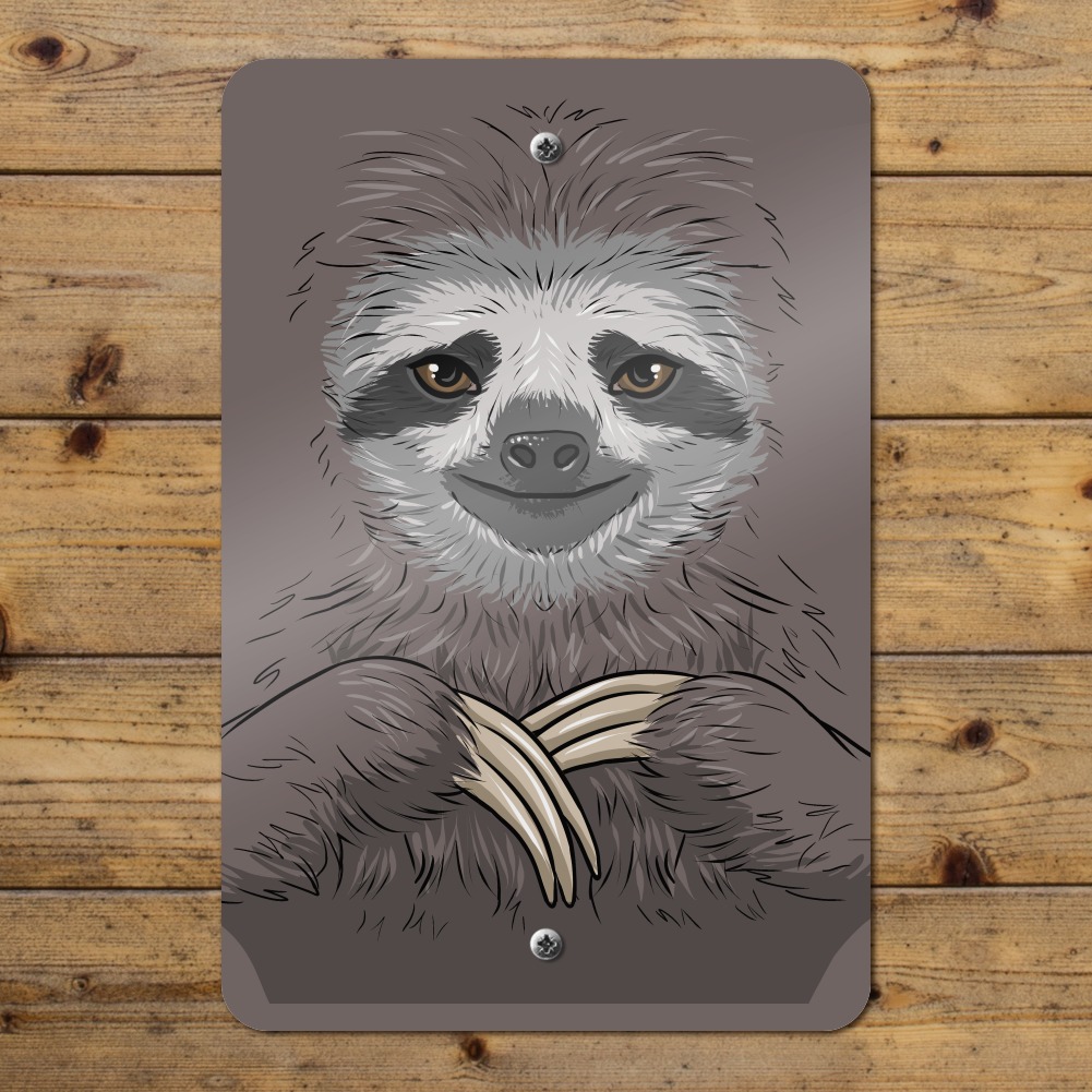 1001x1001 cute sloth face home business office sign ebay - Sloth Face Drawing