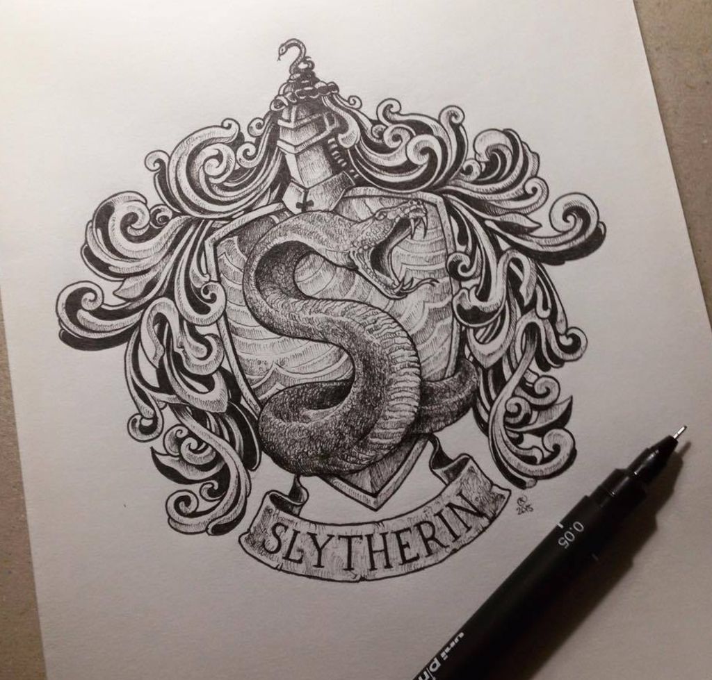 1024x979 Slytherin Crest Tattoo Tattoosamppiercings Harry Potter Drawings - Slytherin Crest Drawing