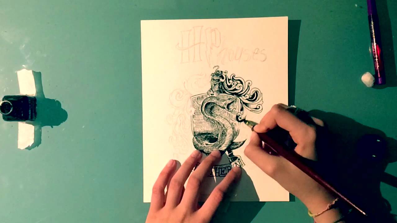 1280x720 Drawing Slytherin's Logo From Harry Potter - Slytherin Drawing