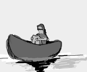 300x250 Blindfolded Girl On A Small Boat Drawing - Small Boat Drawing