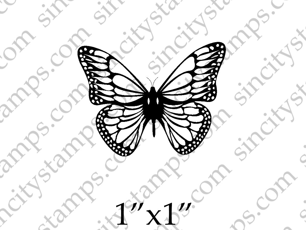 1200x900 Small Butterfly Line Art Rubber Stamp - Small Butterfly Drawing