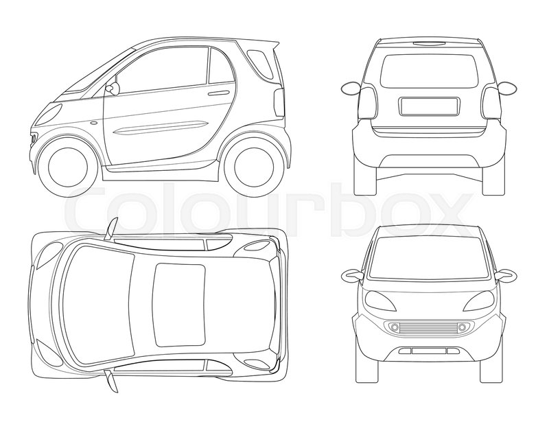 800x615 vector compact small car in outline stock vector colourbox - Small Car Drawing