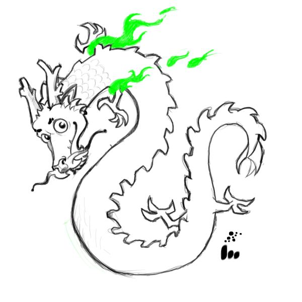 600x600 Chinese Dragon Drawing - Small Dragon Drawing