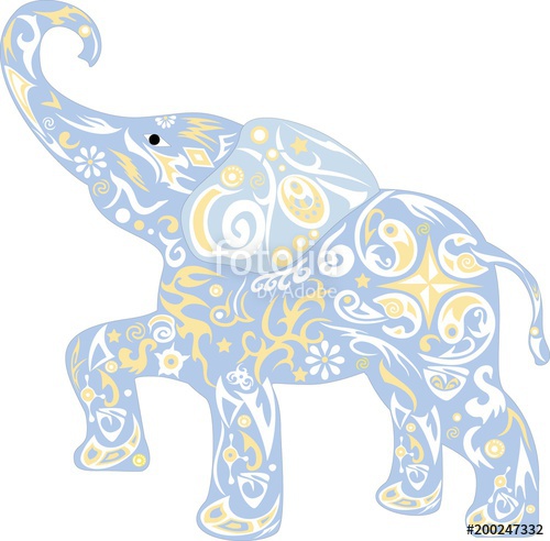 500x492 drawing of a small elephant, vector childrens ornament, cub - Small Elephant Drawing