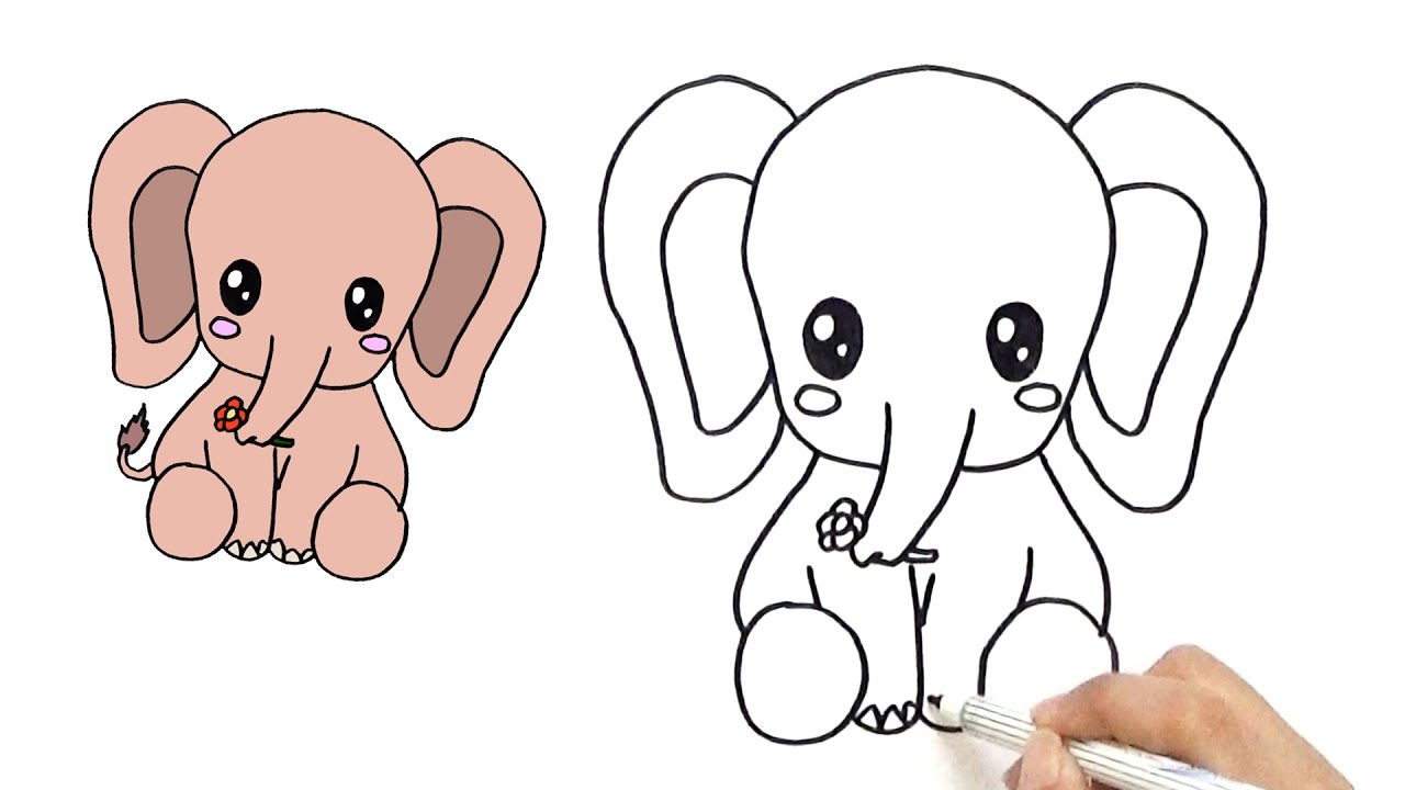 1280x720 How To Draw A Cute Baby Elephant For Kids - Small Elephant Drawing