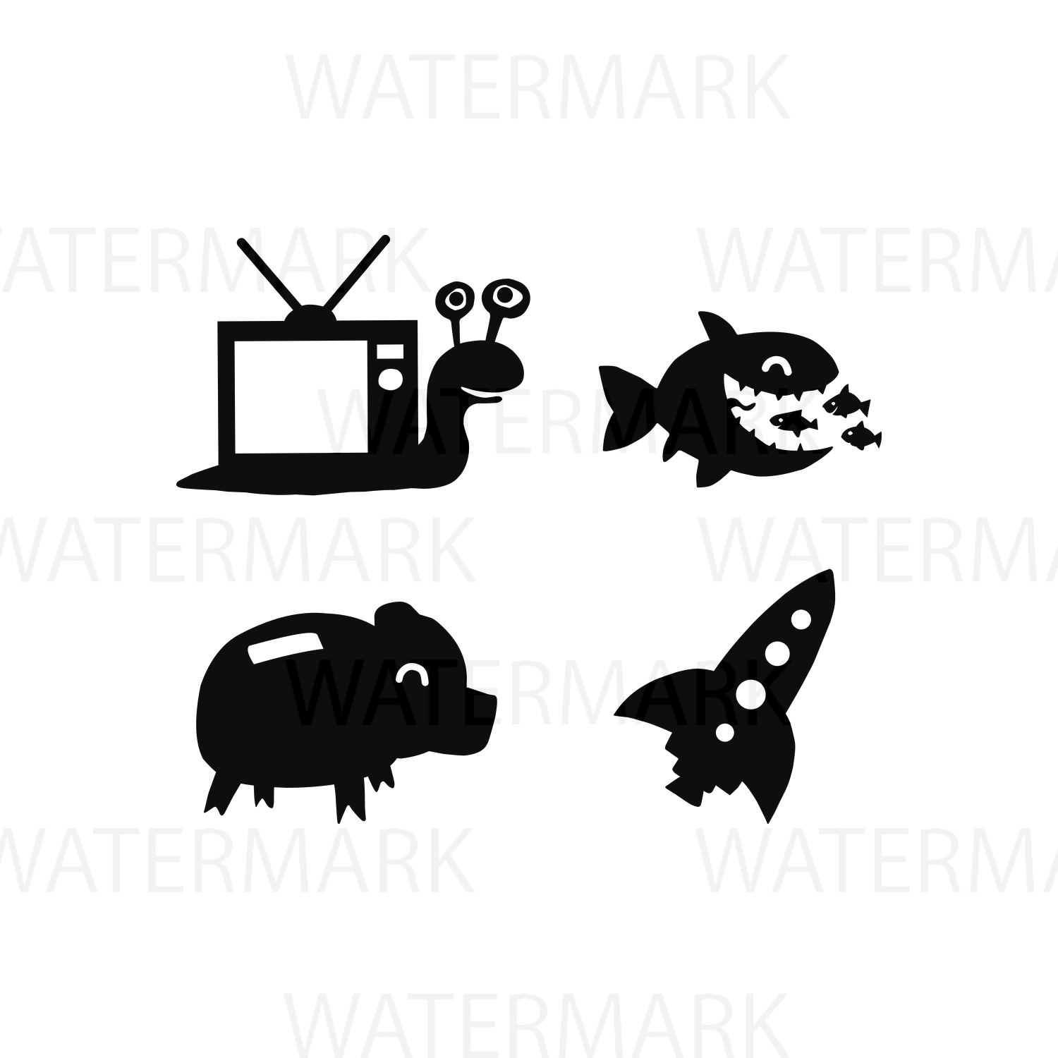 1500x1500 Elements Of Snail Tv, Big Fish Eating Small Fish, Pig Money Bank - Small Fish Drawing