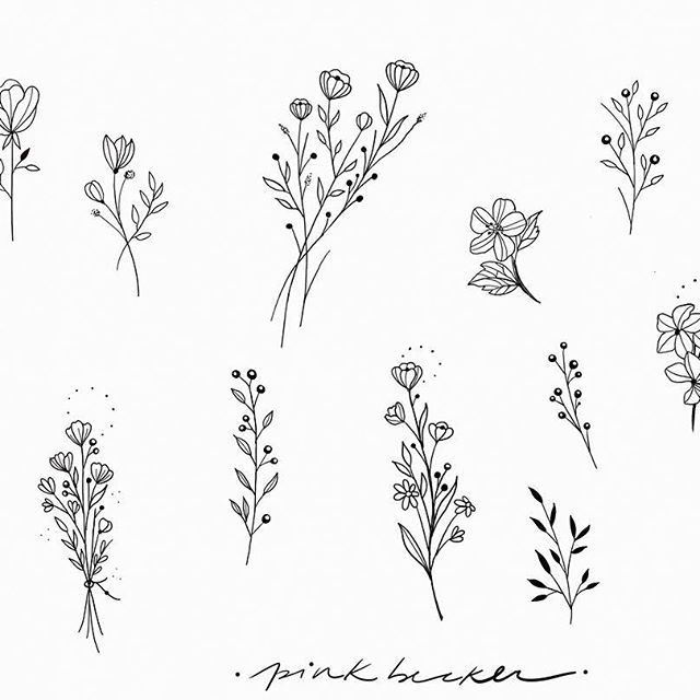 640x640 third on the bottom, without the dots small flower drawings - Small Flower Drawings