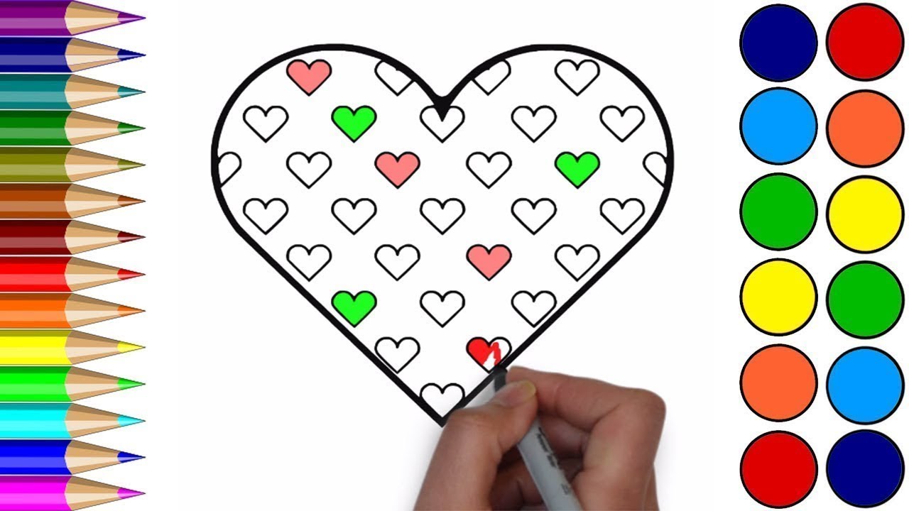 1280x720 heart coloring pages how to drawing small heart in the big heart - Small Heart Drawing