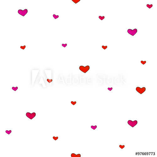 500x500 Small Hearts Are Isolated On A White Background Seamless Pattern - Small Heart Drawing